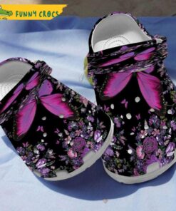 Funny Purple Butterfly Floral Crocs Slippers