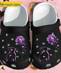 Funny Purple Rose Cat With Crocs Sandals