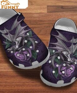 Funny Purple Roses Dragon Crocs Clog Shoes