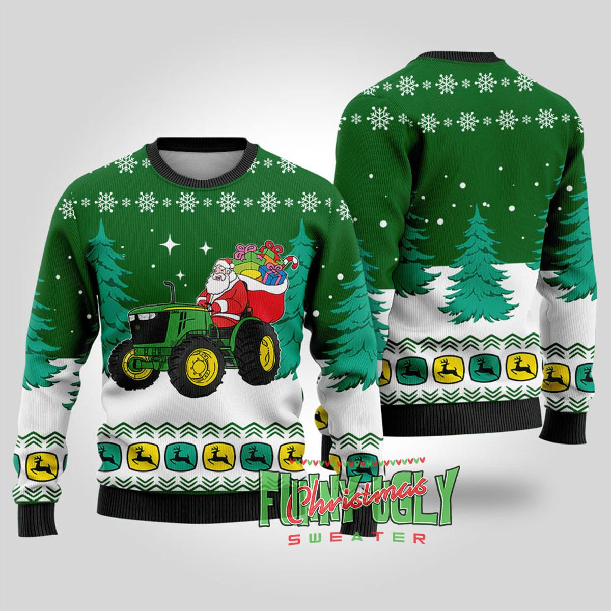 Funny Santa Riding Bulldog Christmas Sweater