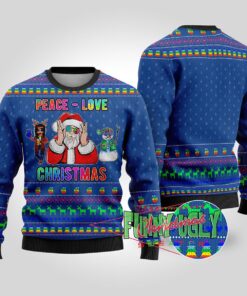 Funny Santa Loves Peace Hip Hop Christmas Sweater