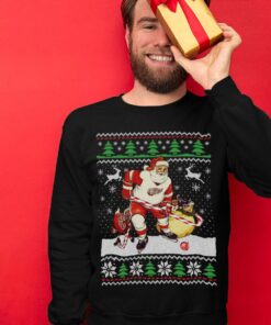 Funny Santa Playing Hockey Ugly Sweaters