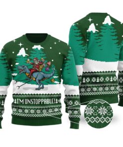 Funny Santa T-rex Christmas Sweater