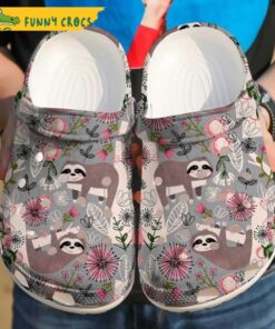 Funny Sloth Florals Pattern Crocs Sandals