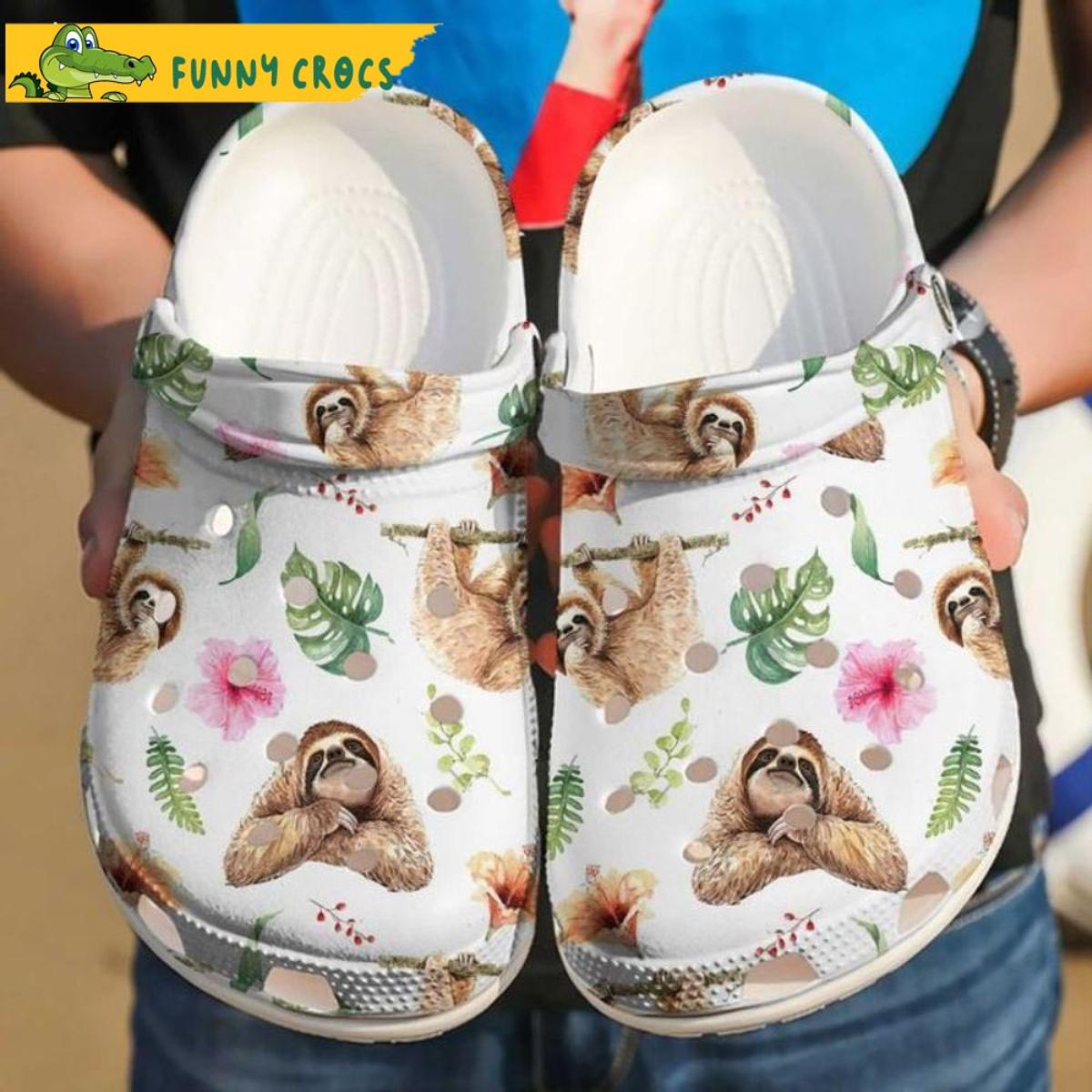 Hanging Sloth Flower Crocs Sandals