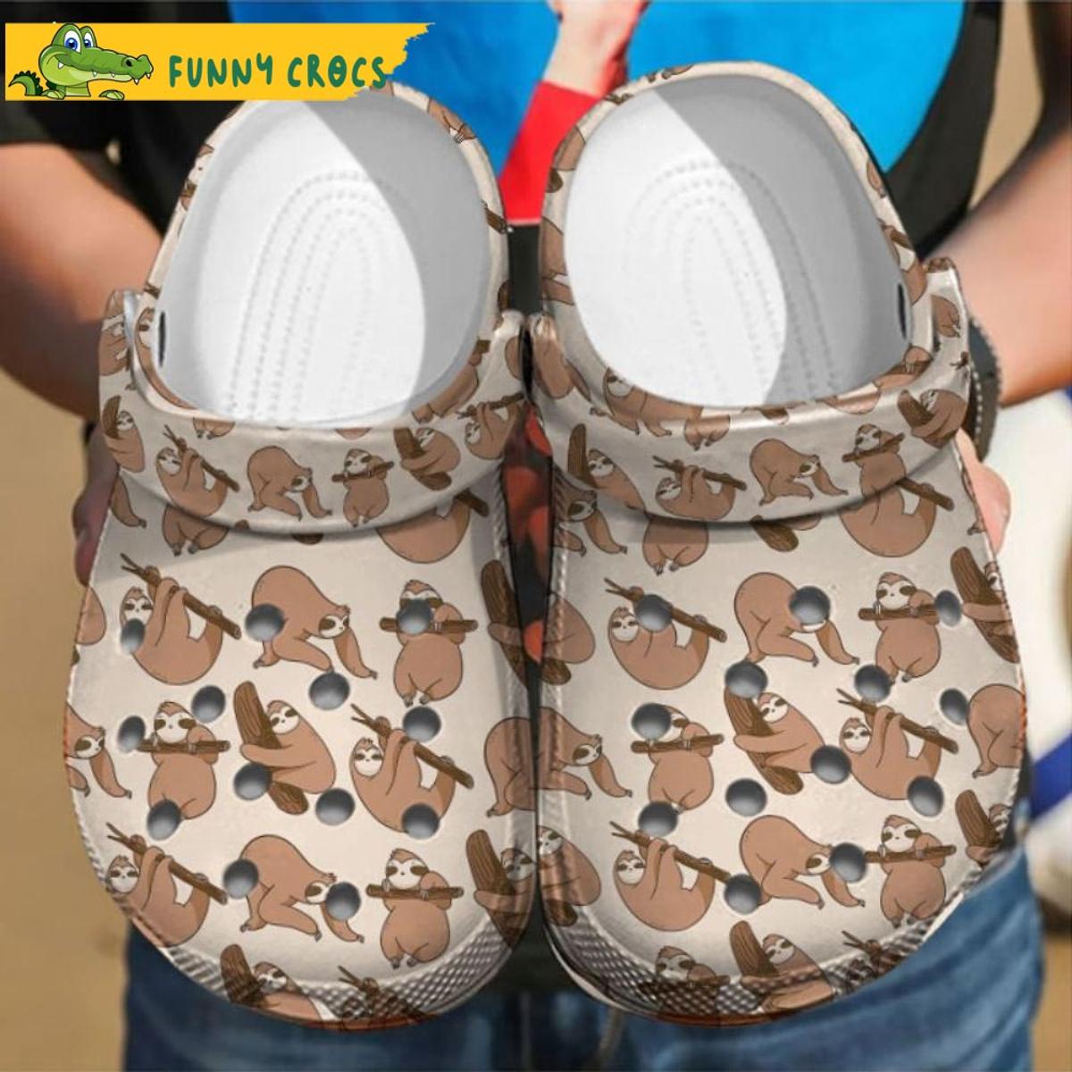 Funny Sloth Florals Pattern Crocs Sandals