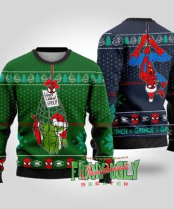 Funny Spiderman Stealing Grinch Ugly Sweaters