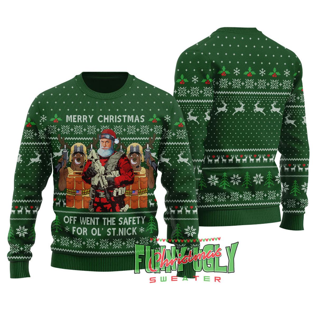 Funny Santa On The Beach Ugly Xmas Sweater