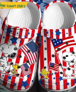 Funny The Fourth Of July American Flags Snoopy Crocs Sandals