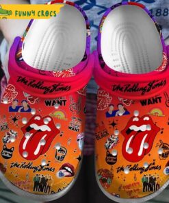 Funny The Rolling Stones Colorful Pattern Crocs Shoes