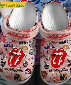 Funny The Rolling Stones Pink Crocs Clog