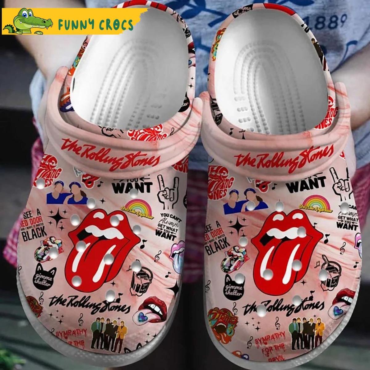 Funny The Rolling Stones Pink Crocs Clog