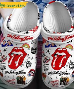 Funny The Rolling Stones White Crocs Clog Shoes