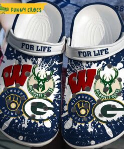 Funny Wisconsin Badgers Green Bay Packers Milwaukee Brewers Sport Crocs Sandals