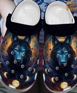 Galaxy Magic Wolf Crocs Clog Shoes