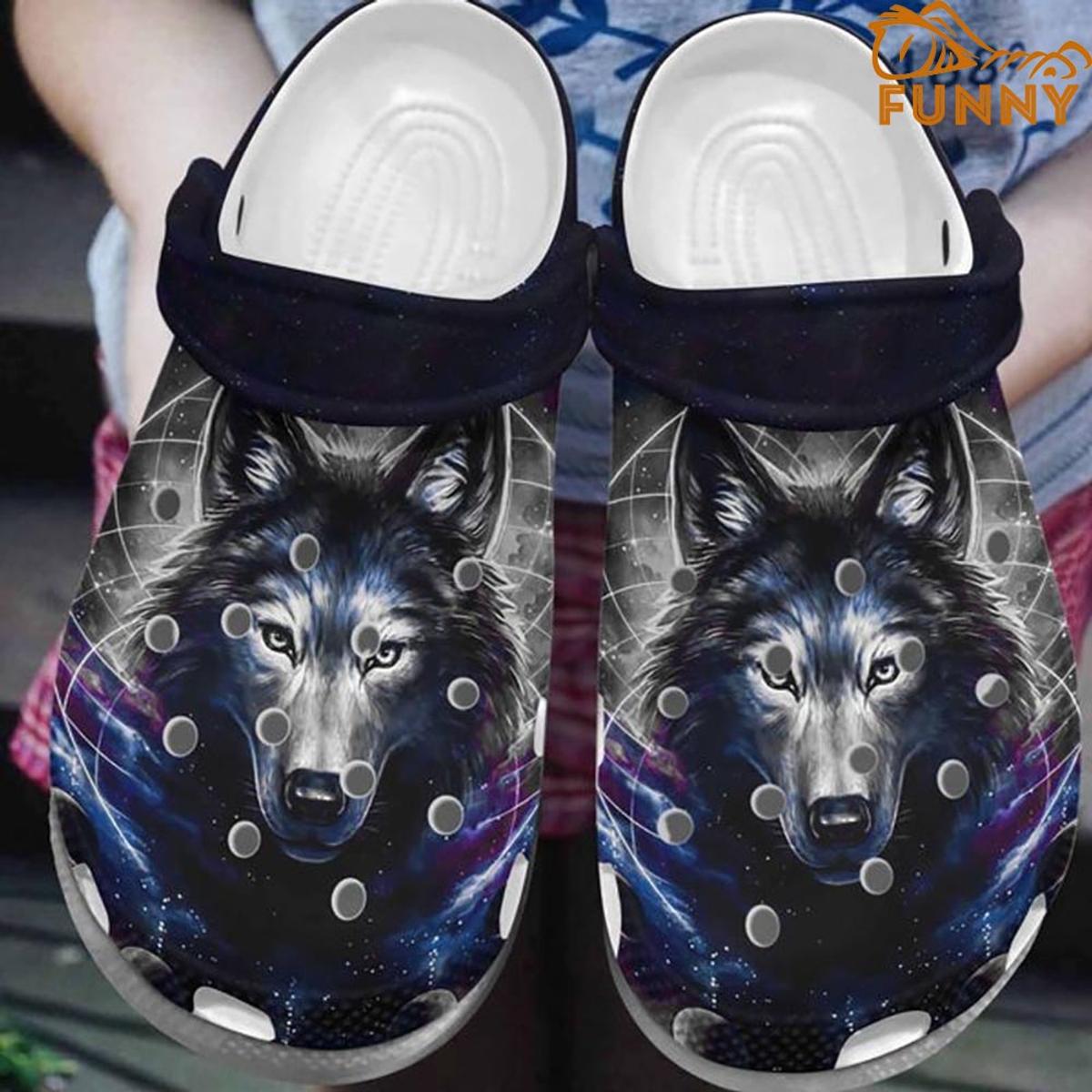 Galaxy Magic Wolf Crocs Clog Shoes