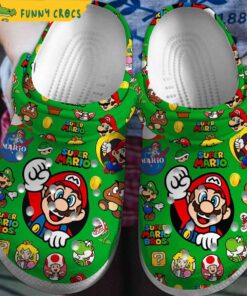 Gamer Super Mario Green Crocs Clog Shoes