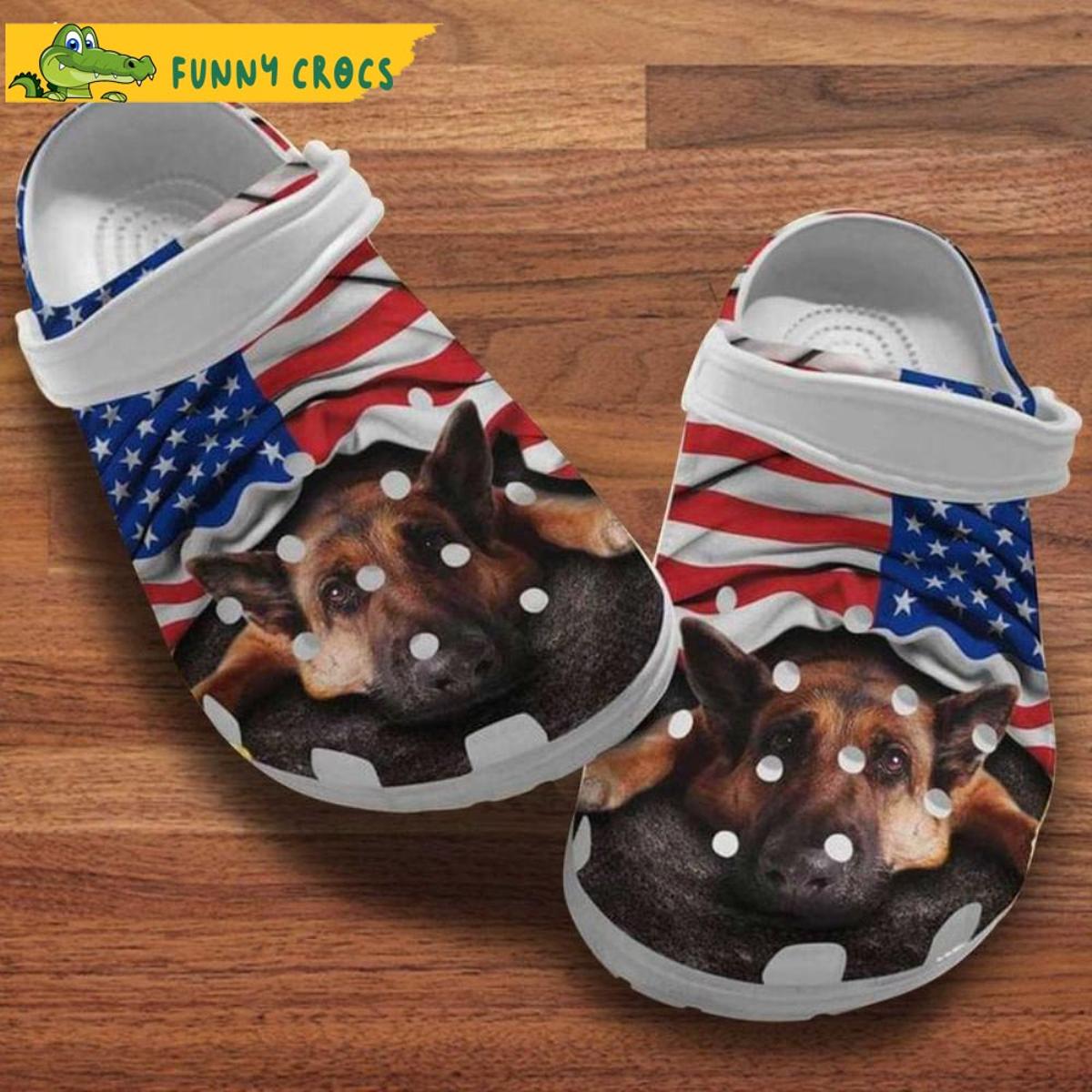 German Shepherd Puppy Heart Dog In Crocs Shoes