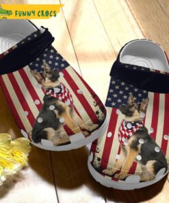 German Shepherd Puppy Daisy Flowers Leather Dog Crocs Sandals