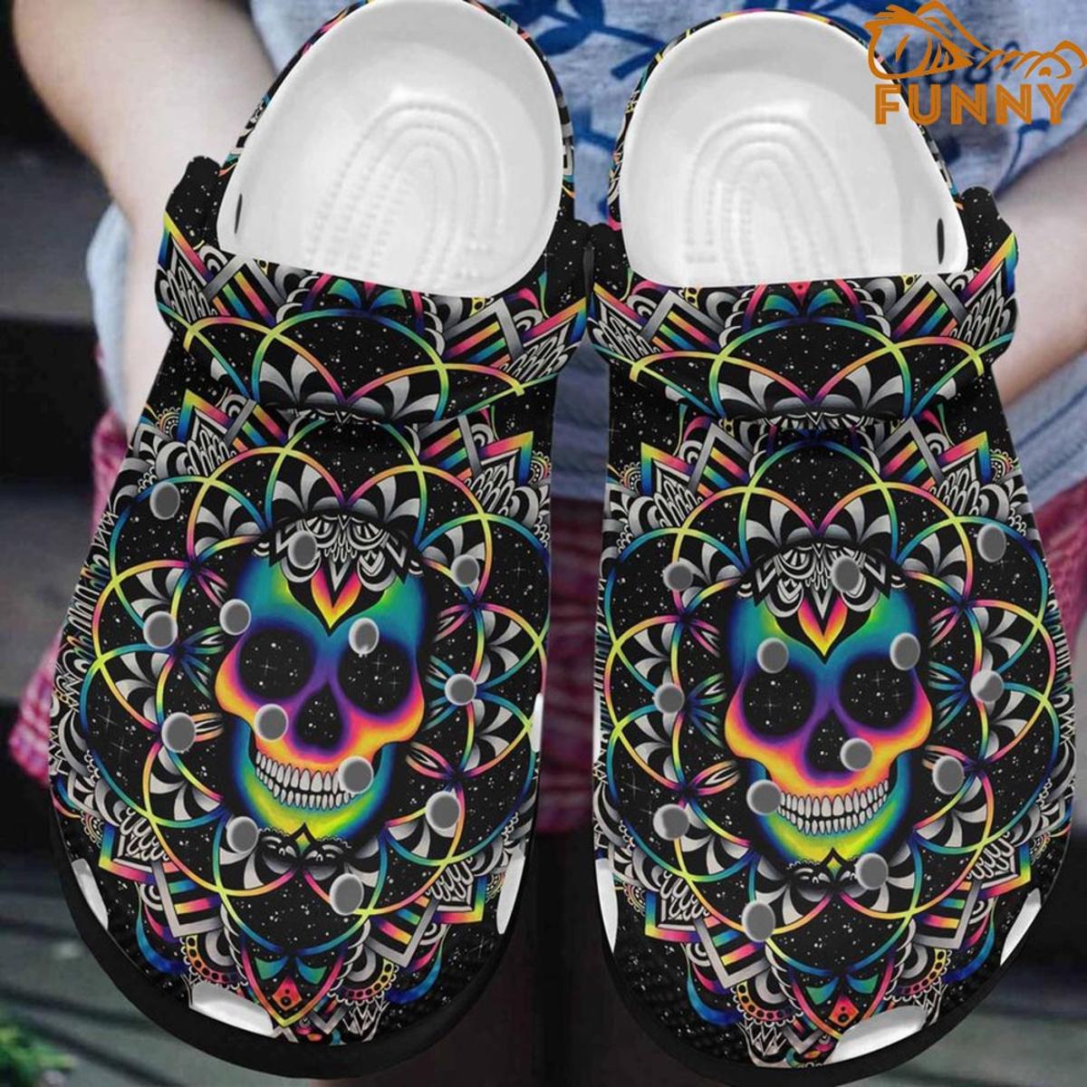 Skull Rose Couple Crocs Shoes