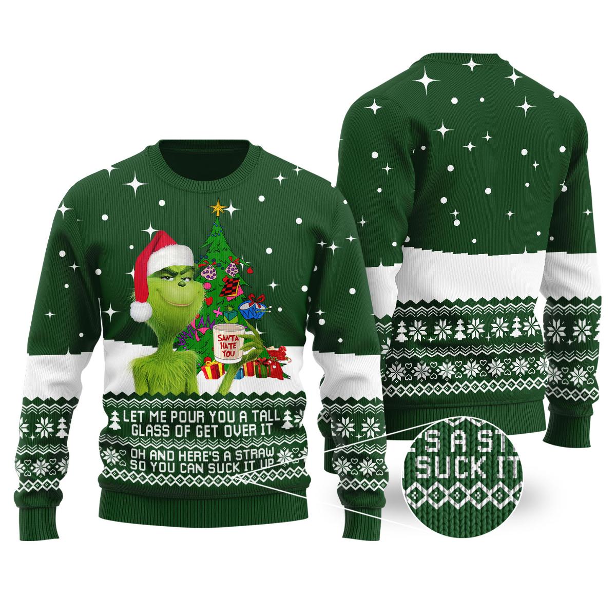 Glass Of Get Over It Grinch Sweater