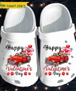Golden Retriever Puppy Truck Drive Happy Valentine’s Day Dog Crocs Slippers