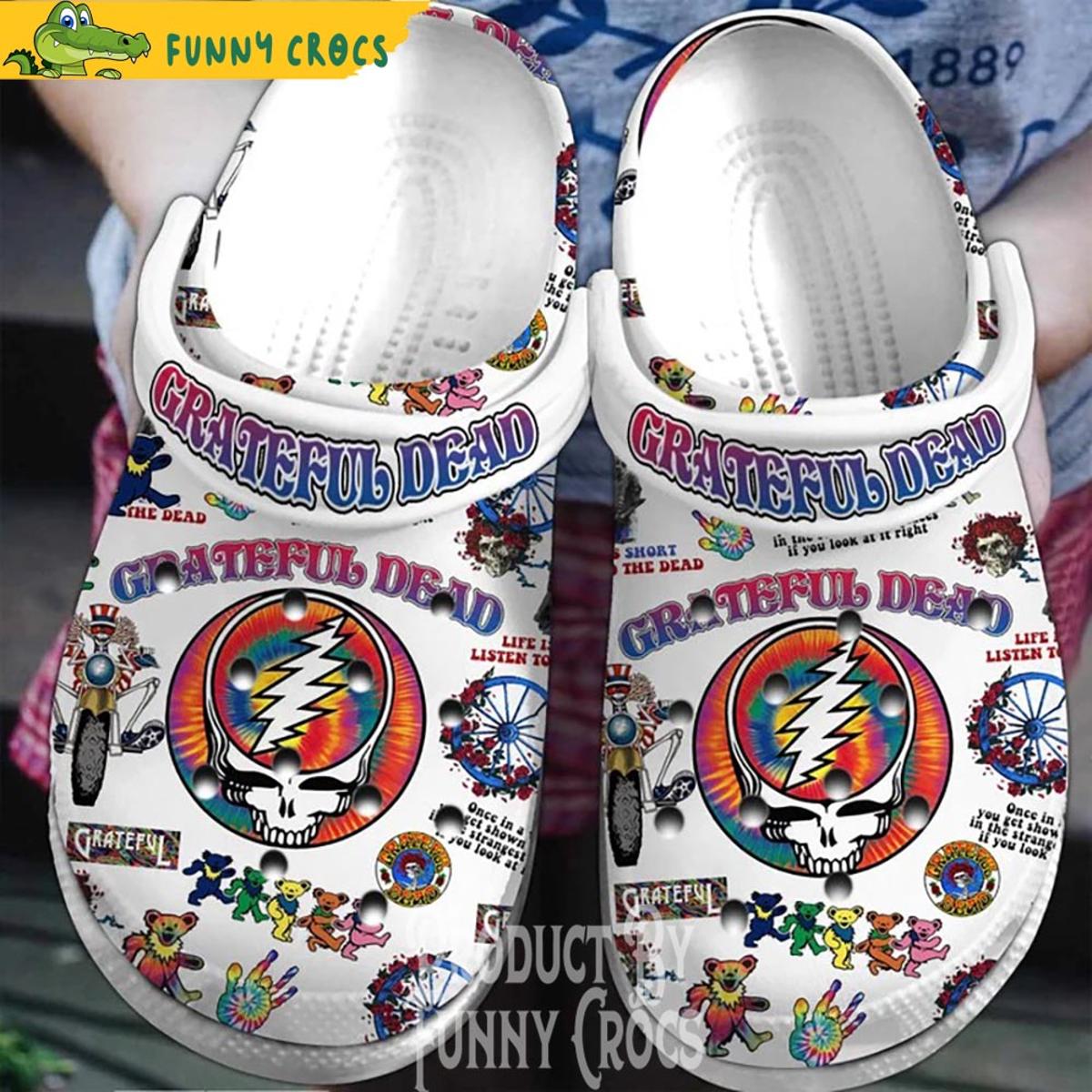 Grateful Dead Bears Rose Skull Crocs Clog Shoes