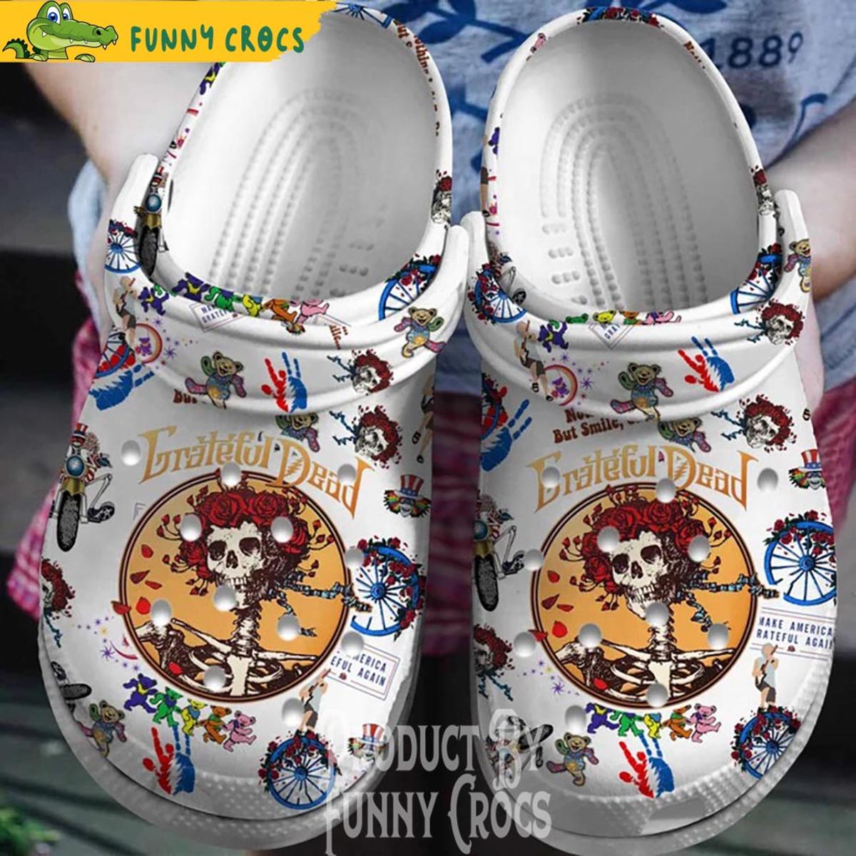 Grateful Dead Bears Rose Skull Crocs Clog Shoes