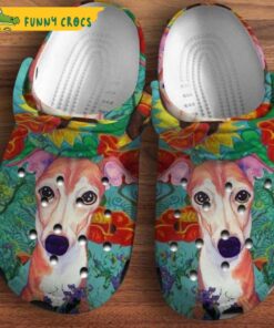 Greyhound Dog Portrait On The Cover Of Hippie Crocs Shoes