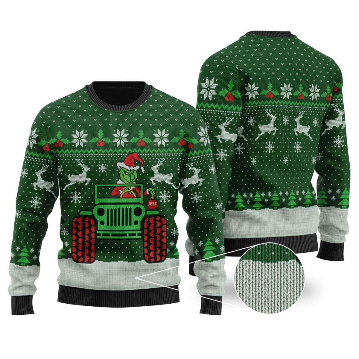 Grinch Jeep Funny Ugly Sweaters