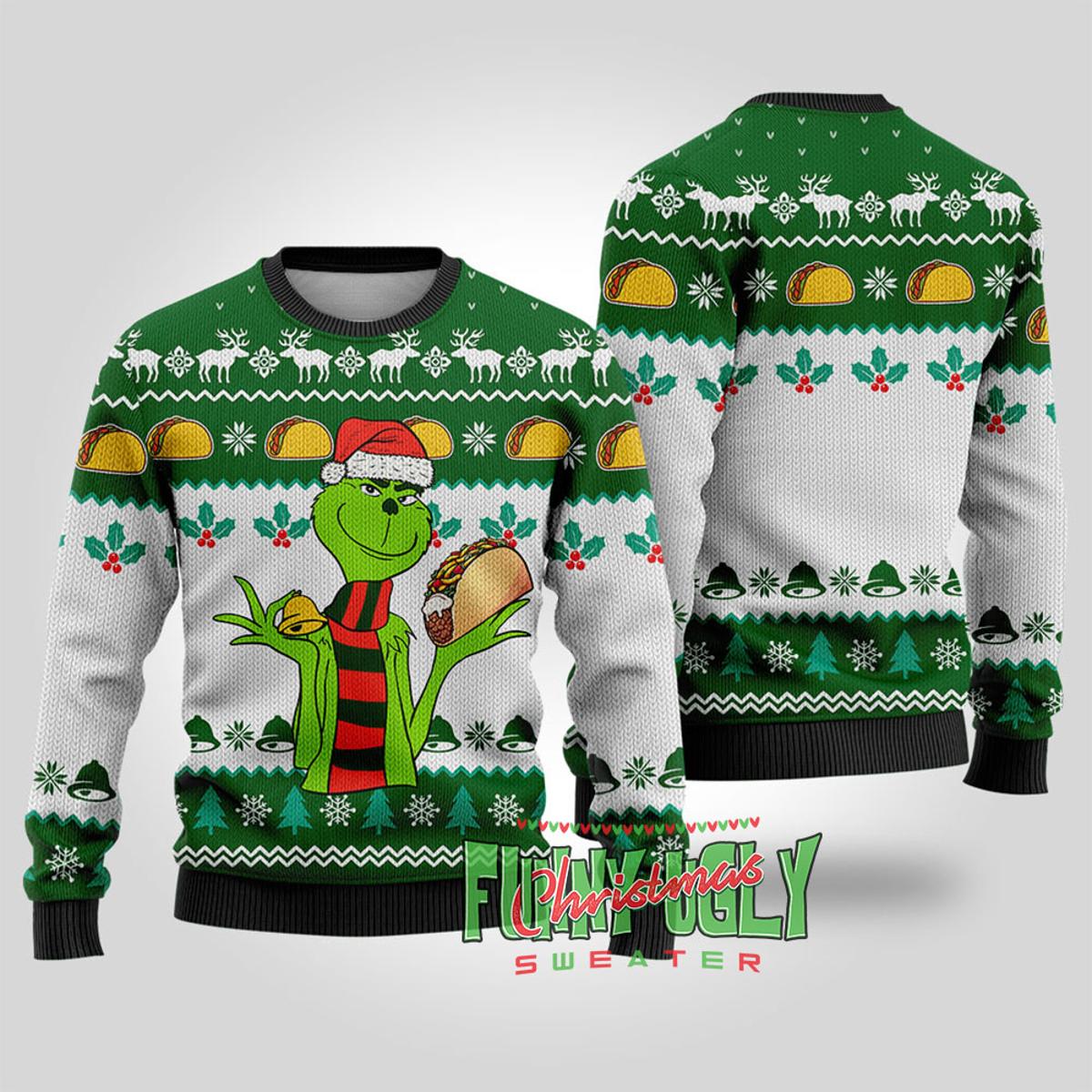 Grinch Stealing Taco Bell Christmas Sweater