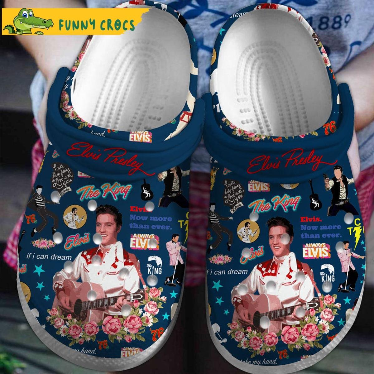 Funny Christmas Elvis White Crocs Sandals