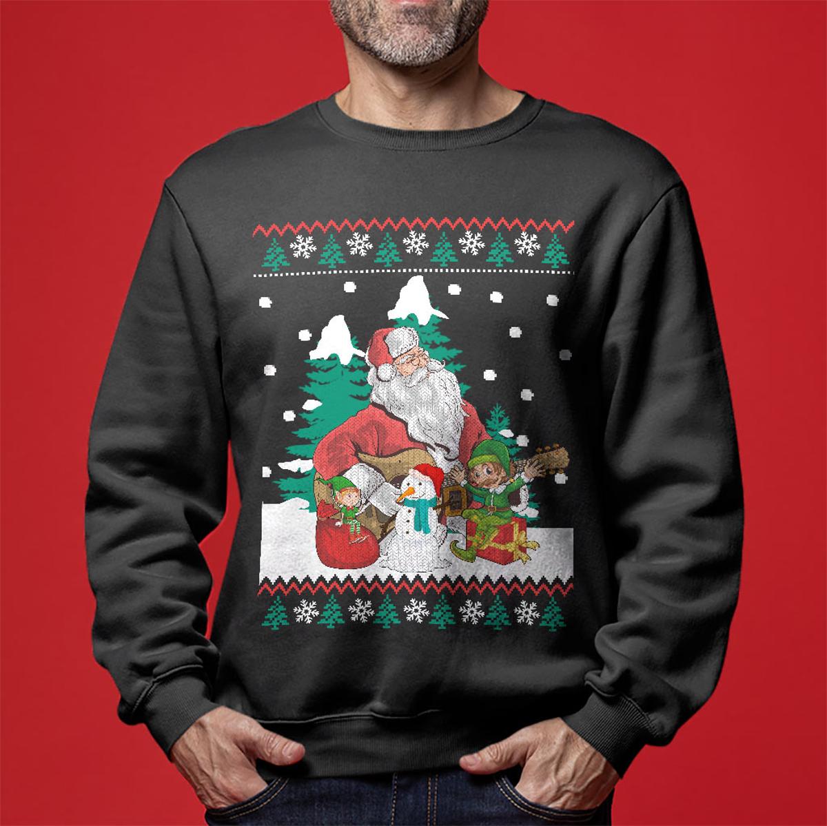 Reindeer Santa Selfie Ho Ho Ho Ugly Christmas Sweater