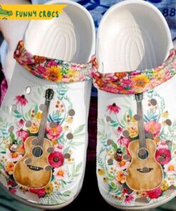 Guitar Sunflowers Roses Butterflies Birthday For Guitar Lovers Crocs Clog