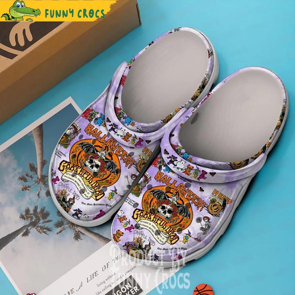 Halloween Grateful Dead White Crocs Shoes