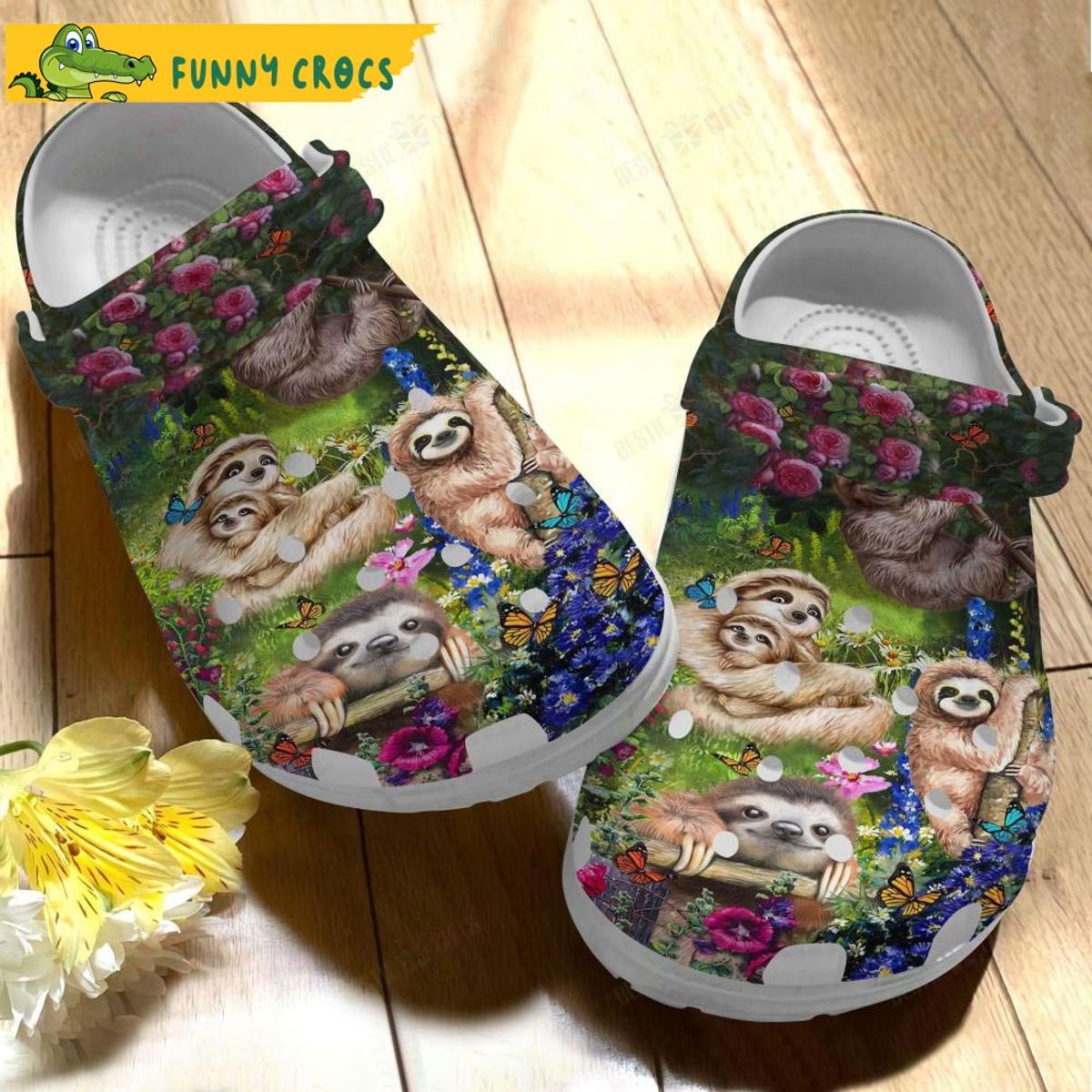 Hippie Sloth Tie Dye Sunflower Crocs Sandals