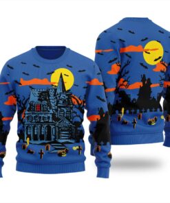 Happy Halloween Haunted House Ugly Sweater