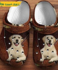 Happy Labrador Leather Dog In Crocs Clog Shoes