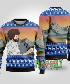 Happy Little Christmas Bob Ross Funny Christmas Sweater