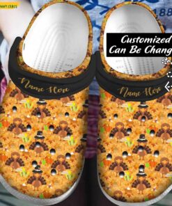 Happy Thanksgiving Day With Funny Turkey Pattern Crocs Classic