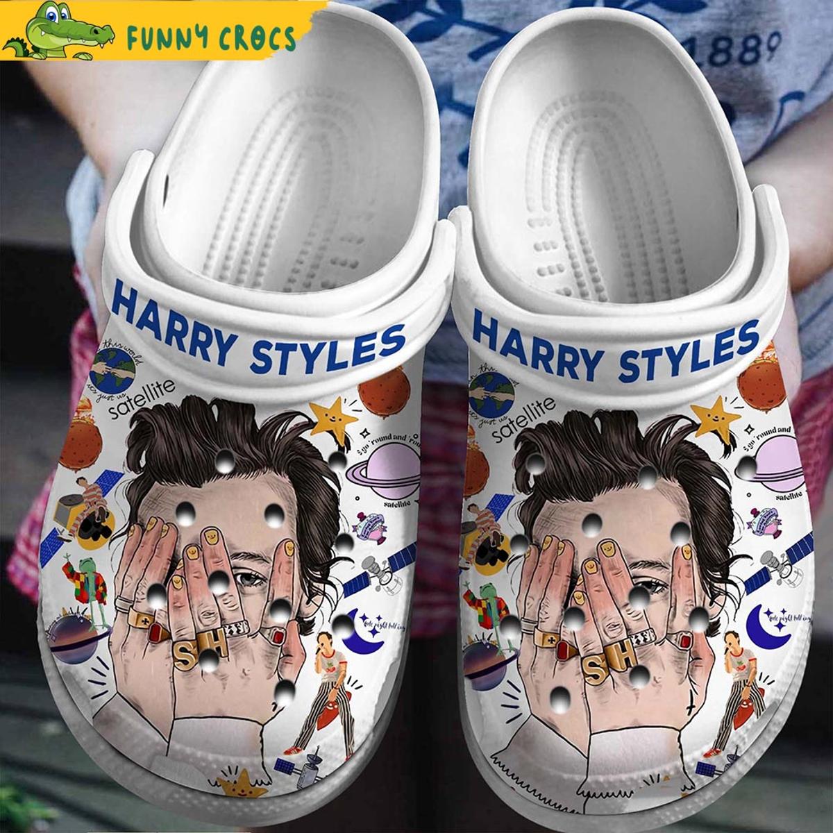 Harry Styles Face Cover Music White Crocs Clog Shoes