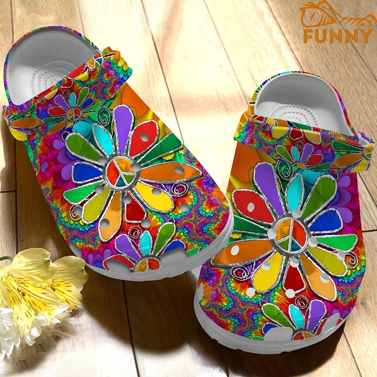 Hippie Elephant Guitar Artist Crocs Slippers