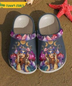 Hippie Girl Moon Phase Mushroom Crocs Sandals