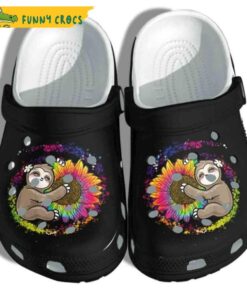 Hippie Sloth Tie Dye Sunflower Crocs Sandals