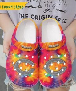 Hippie Tie Dye Chicago Bears Crocs Clog Shoes
