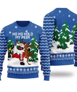 Hold My Beer Drunk Santa Reindeer Ugly Sweater