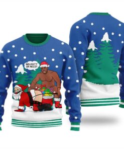 Drunk Santa And Barry Wood Mens Ugly Christmas Sweater