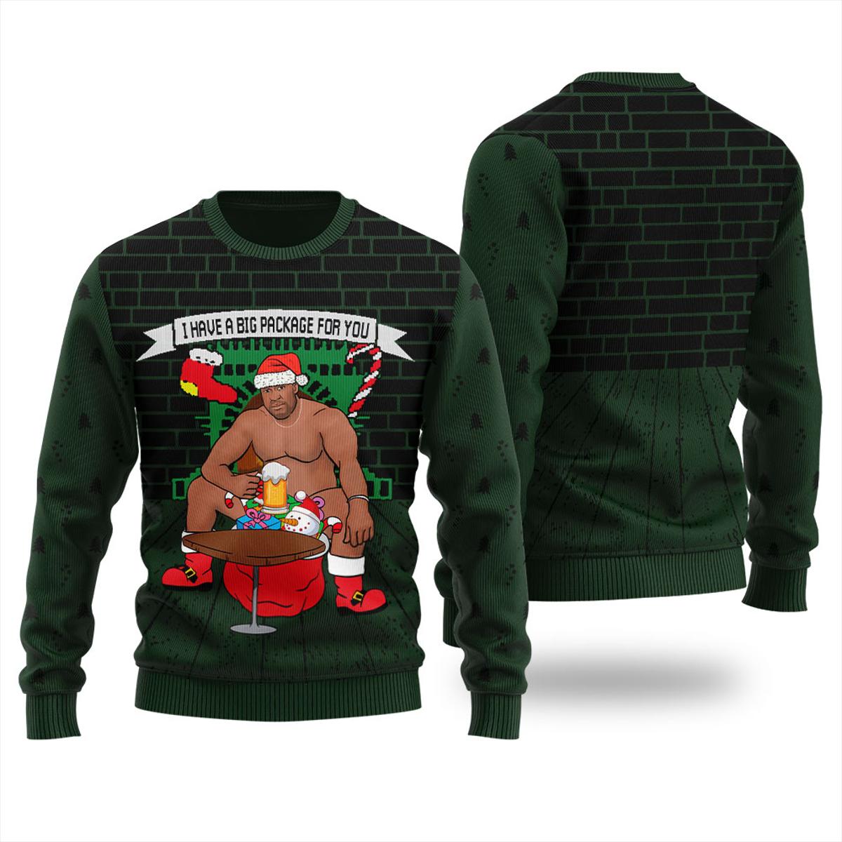 I Have A Big Package For You Barry Wood Mens Christmas Sweater