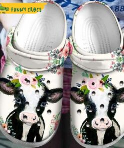 In Spring Flower Cow Crocs Clog Shoes