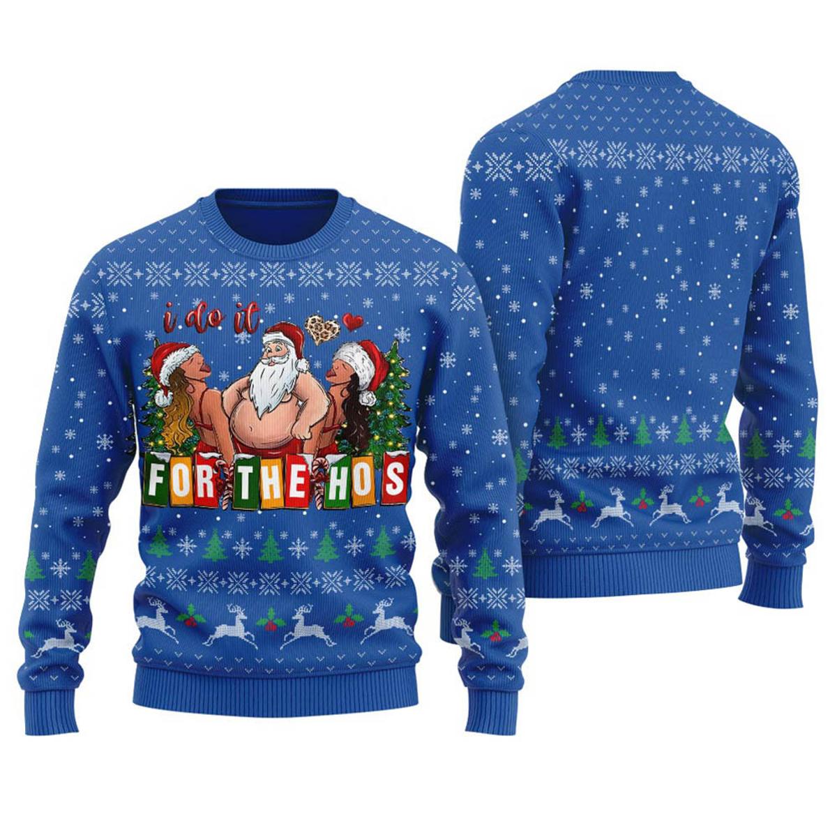 Humorous I Do It For The Hos Santa Ugly Sweater